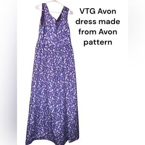 Vintage Avon hand sewn from pattern 60-70s patterned maxi dress size Small-Med